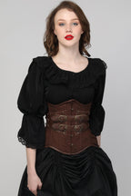 Brown Cinched Waist Buckle Corset Trainer