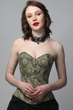 Printed damask hourglass overbust corset front view – Corset Vogue