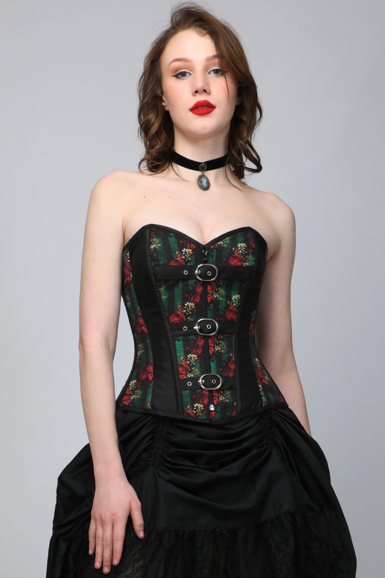 Black Floral Hourglass Corset