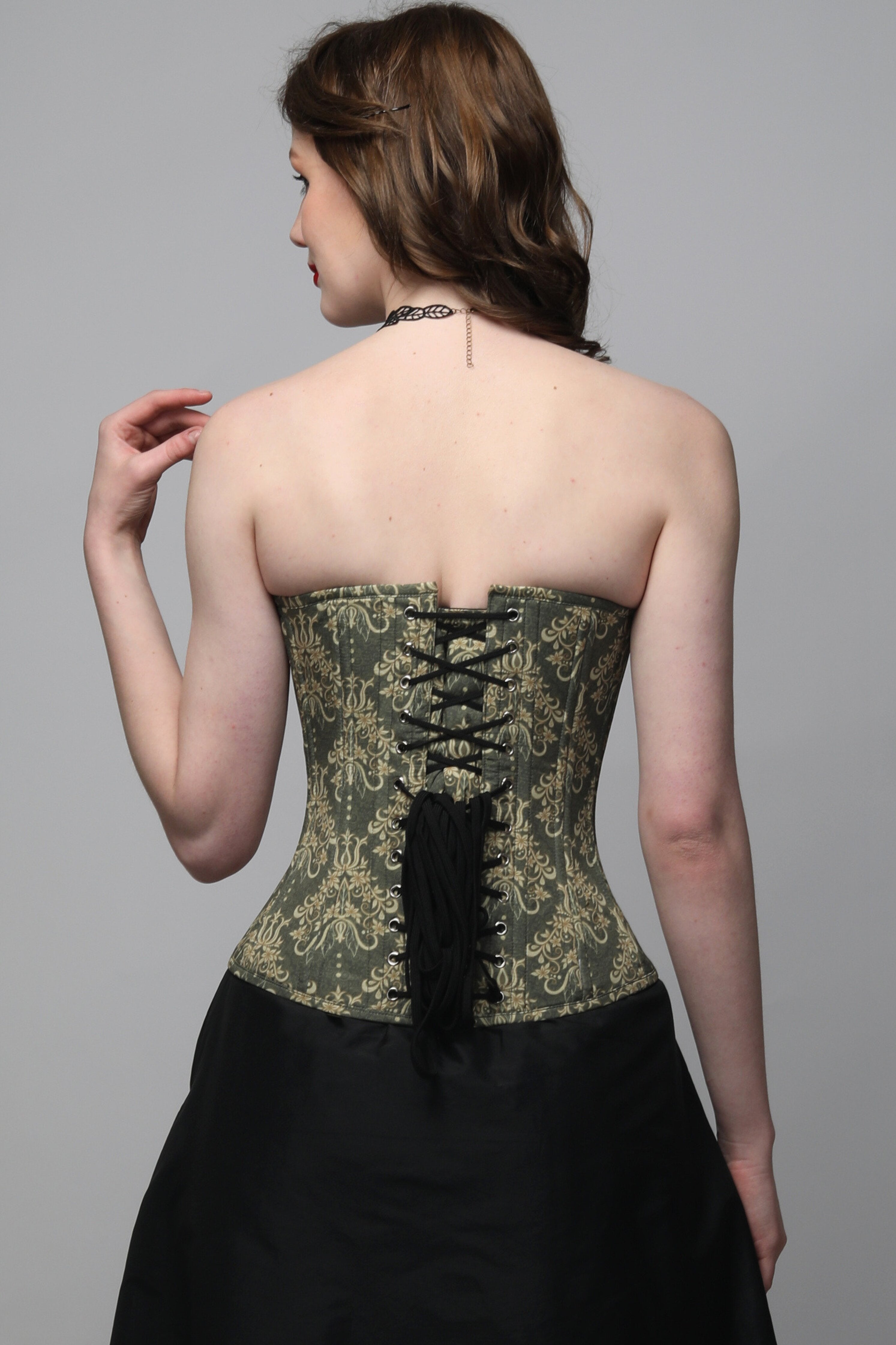 Damask overbust corset full length styled look – Corset Vogue