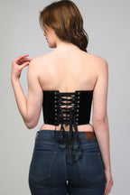 Black velvet corset top back lace-up and zip detail – Corset Vogue