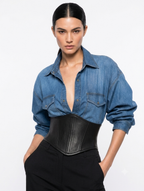 Modern Western Black Faux leather Corset Belt