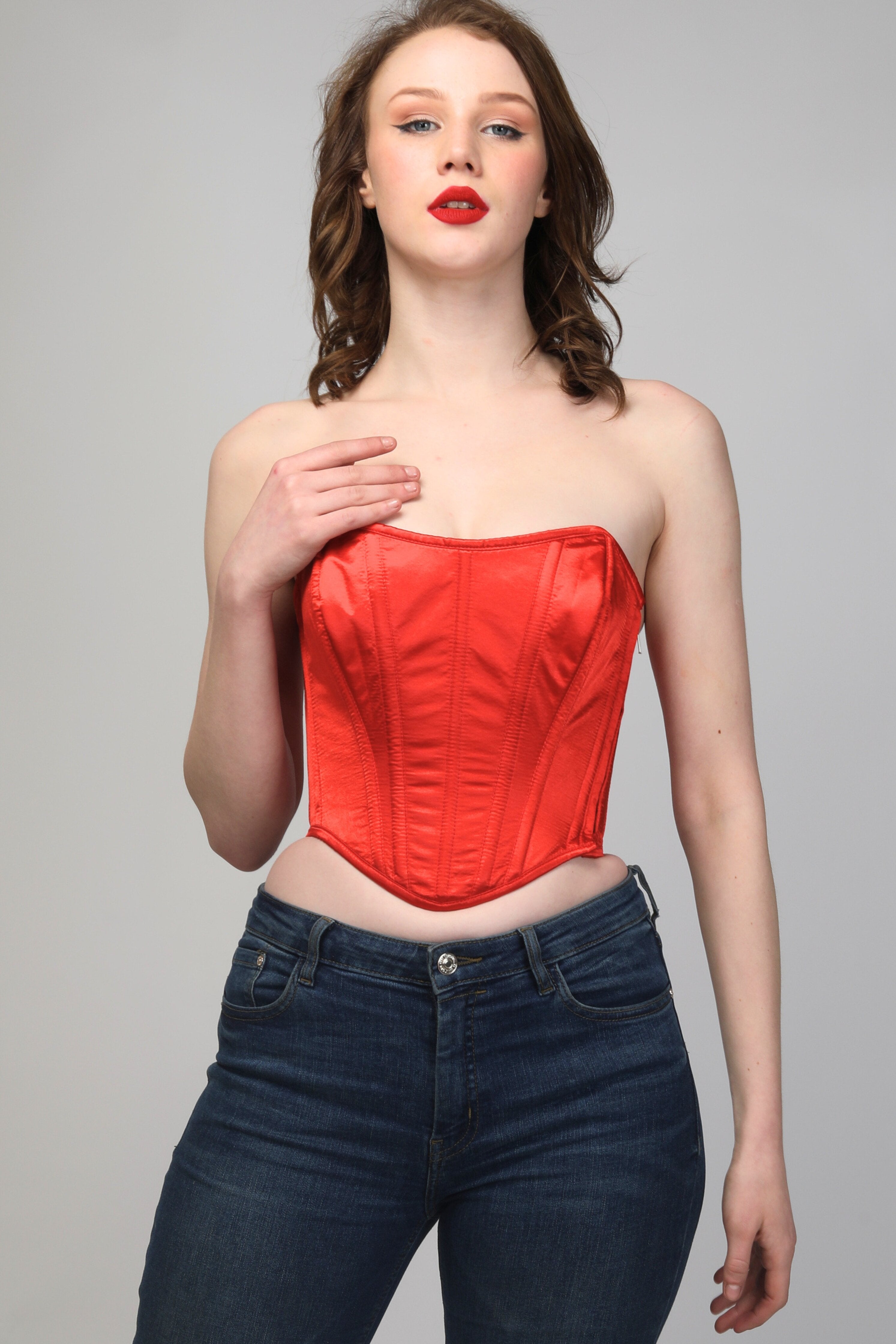 Fiery Seduction: Red Corset Top