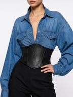 Modern Western Black Faux leather Corset Belt