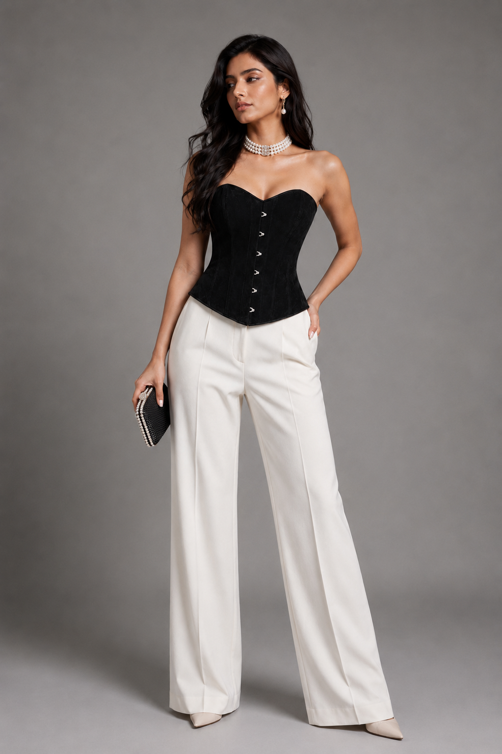 Seductive Black Velvet Over bust Corset