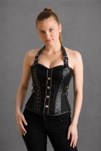 Black Faux Leather Waist Cincher Corset