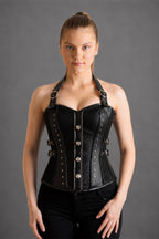 Black Faux Leather Waist Cincher Corset