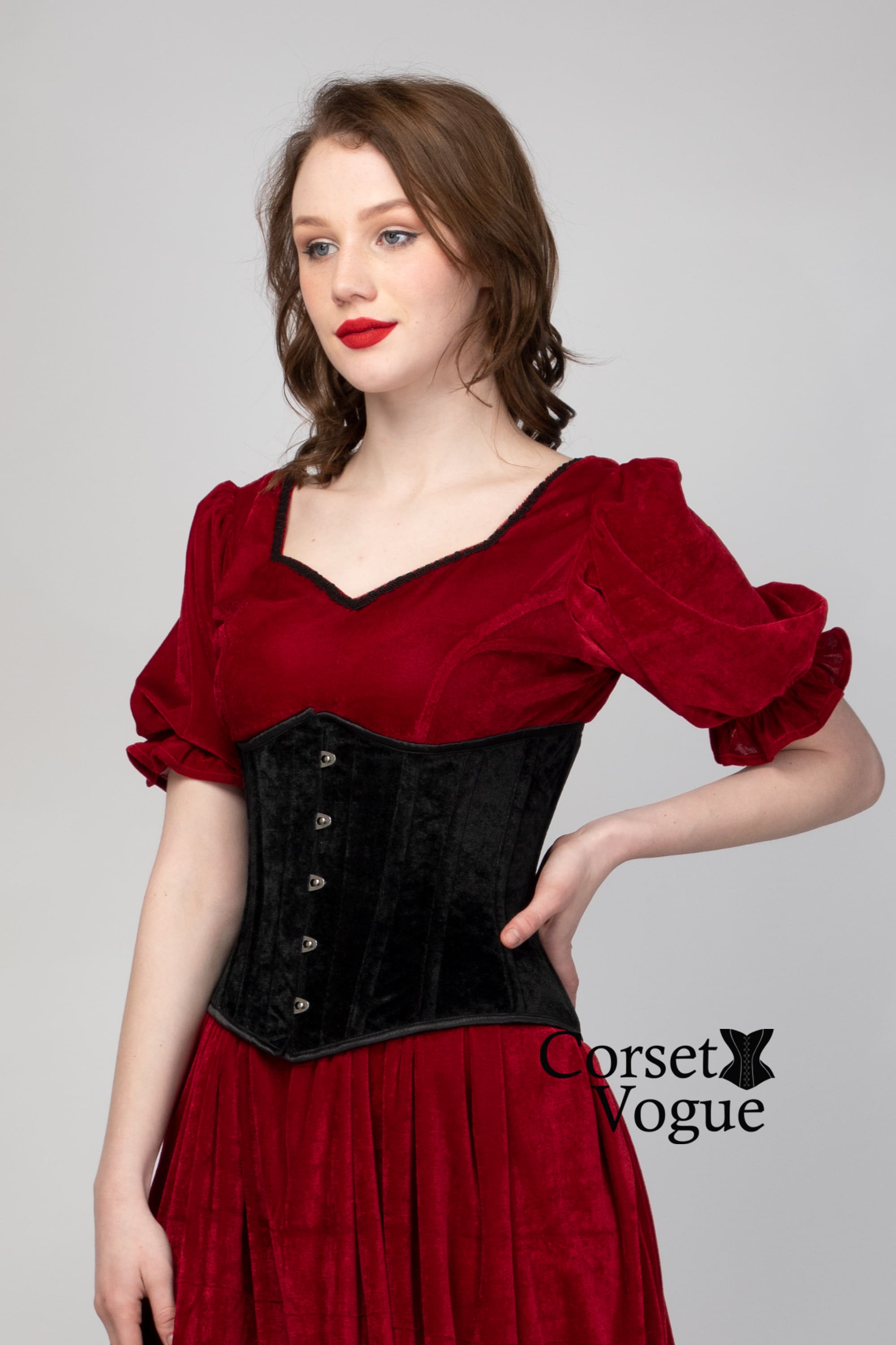 Elegant Enchantment: Black Velvet Underbust Corset