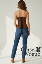 Brown Suede Over Bust Corset