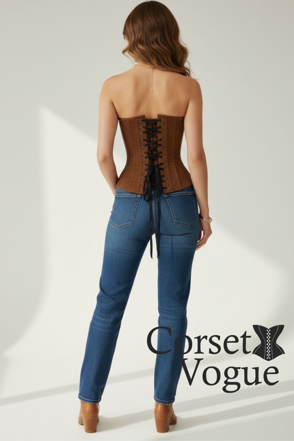 Brown Suede Over Bust Corset