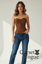 Brown Suede Over Bust Corset