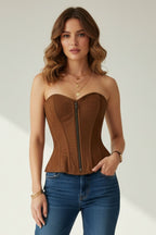 Brown Suede Over Bust Corset