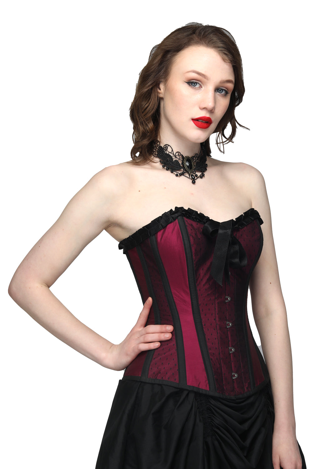Burgundy Lily Over Bust Corset
