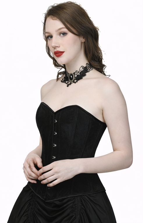 Seductive Black Velvet Over bust Corset