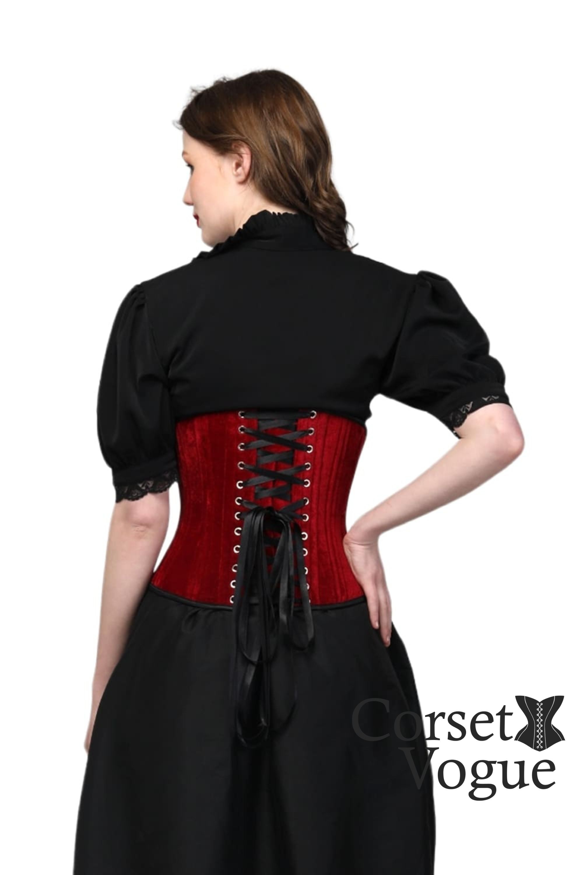 Maroon Velvet Underbust Corset