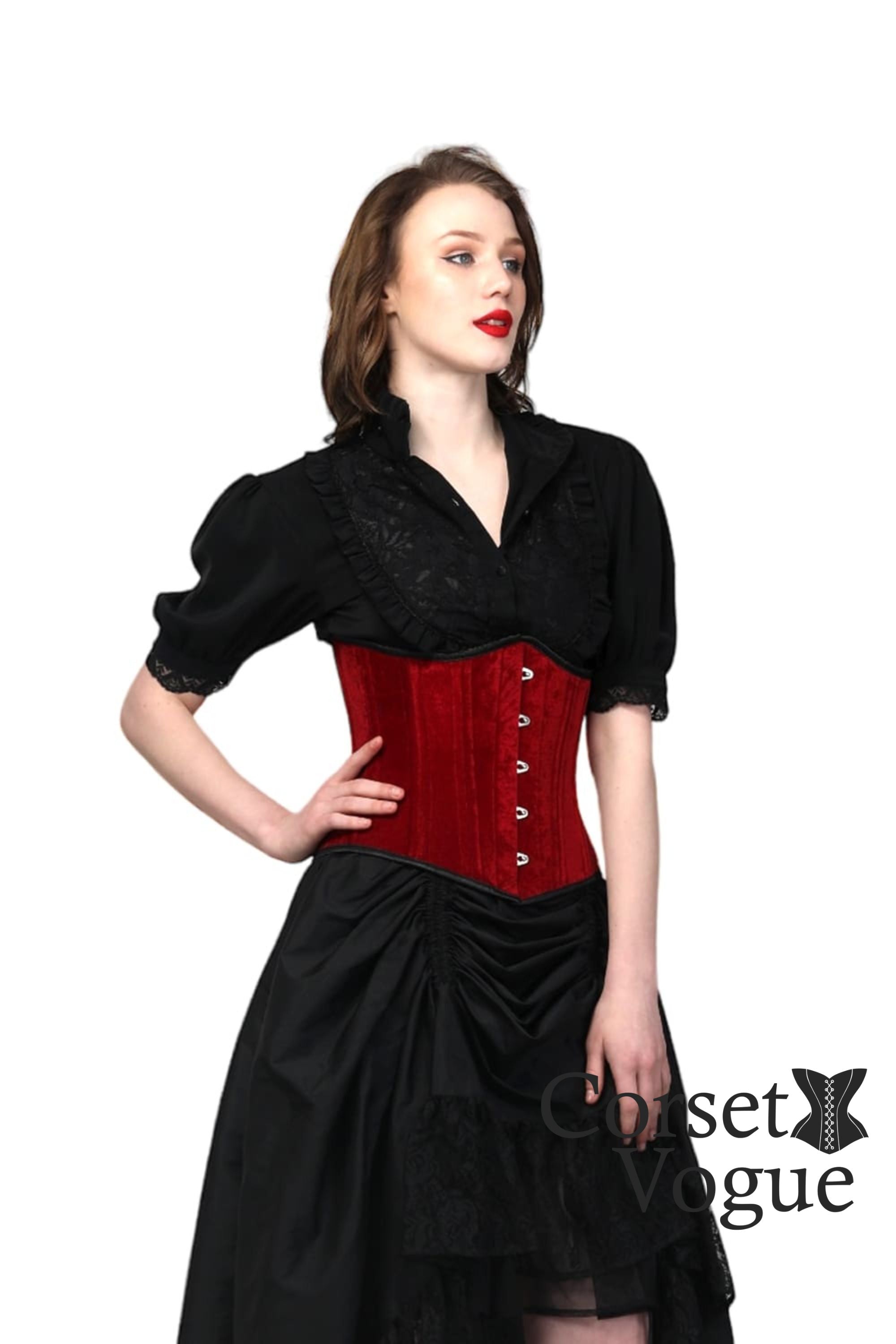 Maroon Velvet Underbust Corset