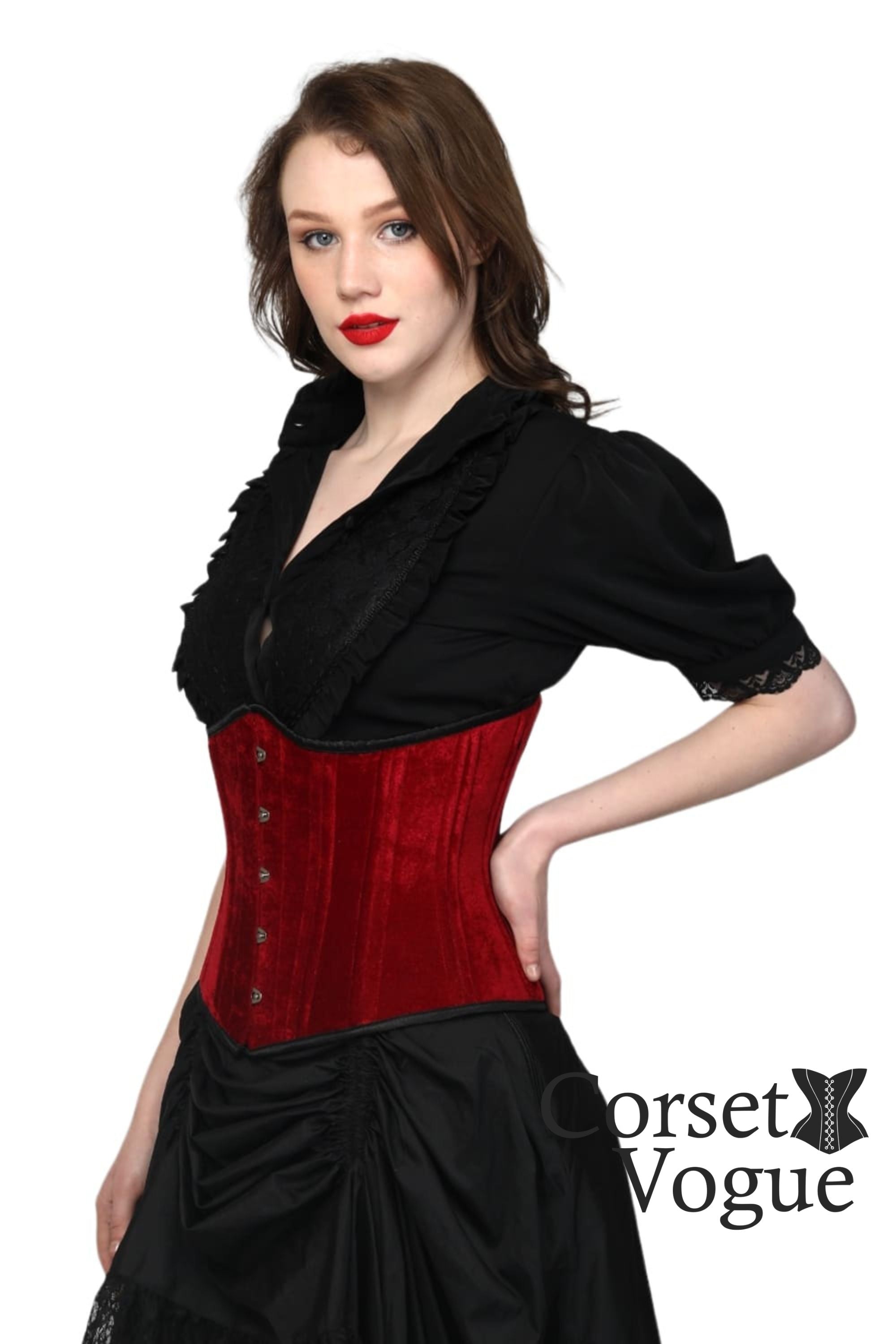Maroon Velvet Underbust Corset