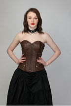 Brown Faux Leather Party Corset