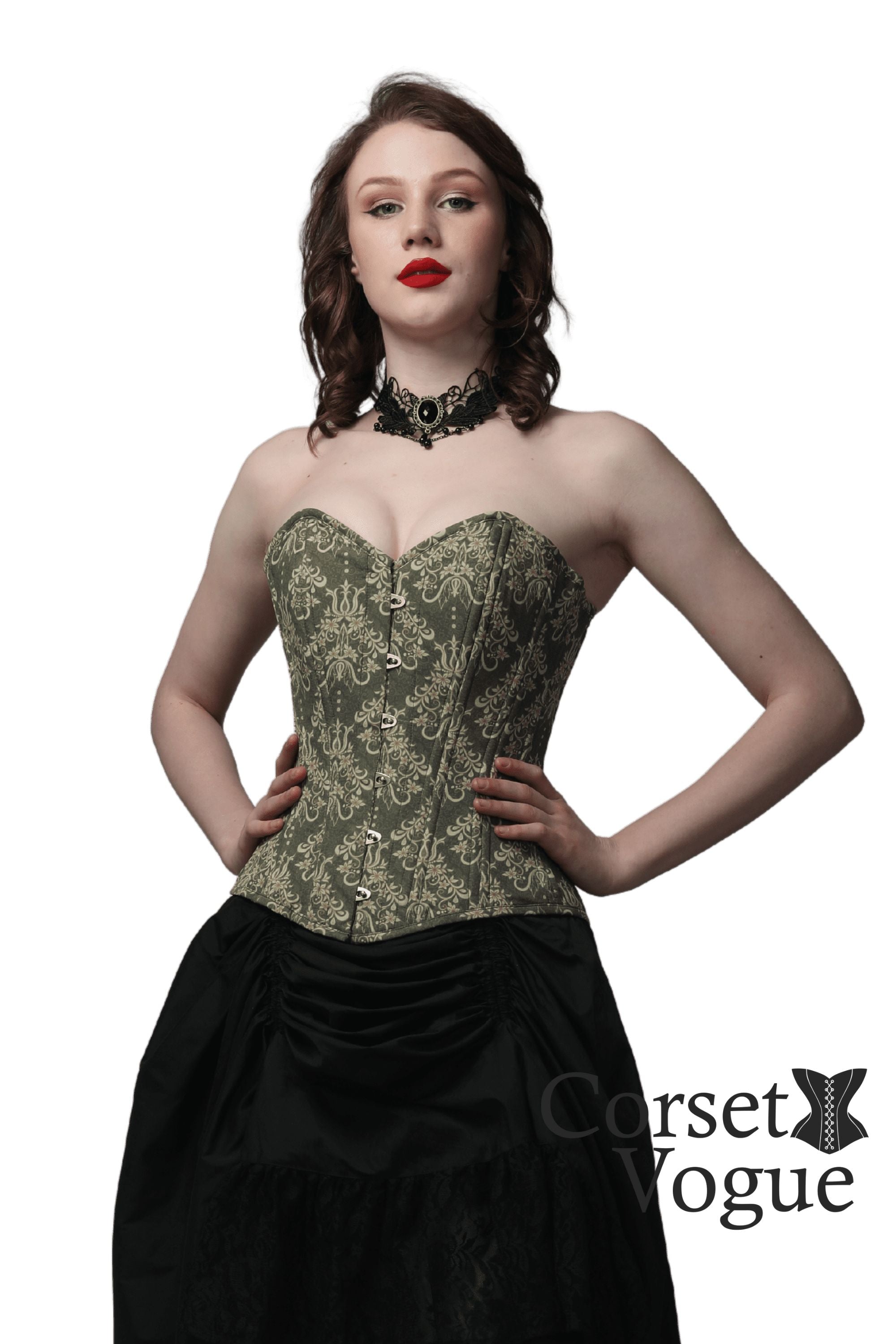 Damask Printed Waist Trainer Overbust Corset