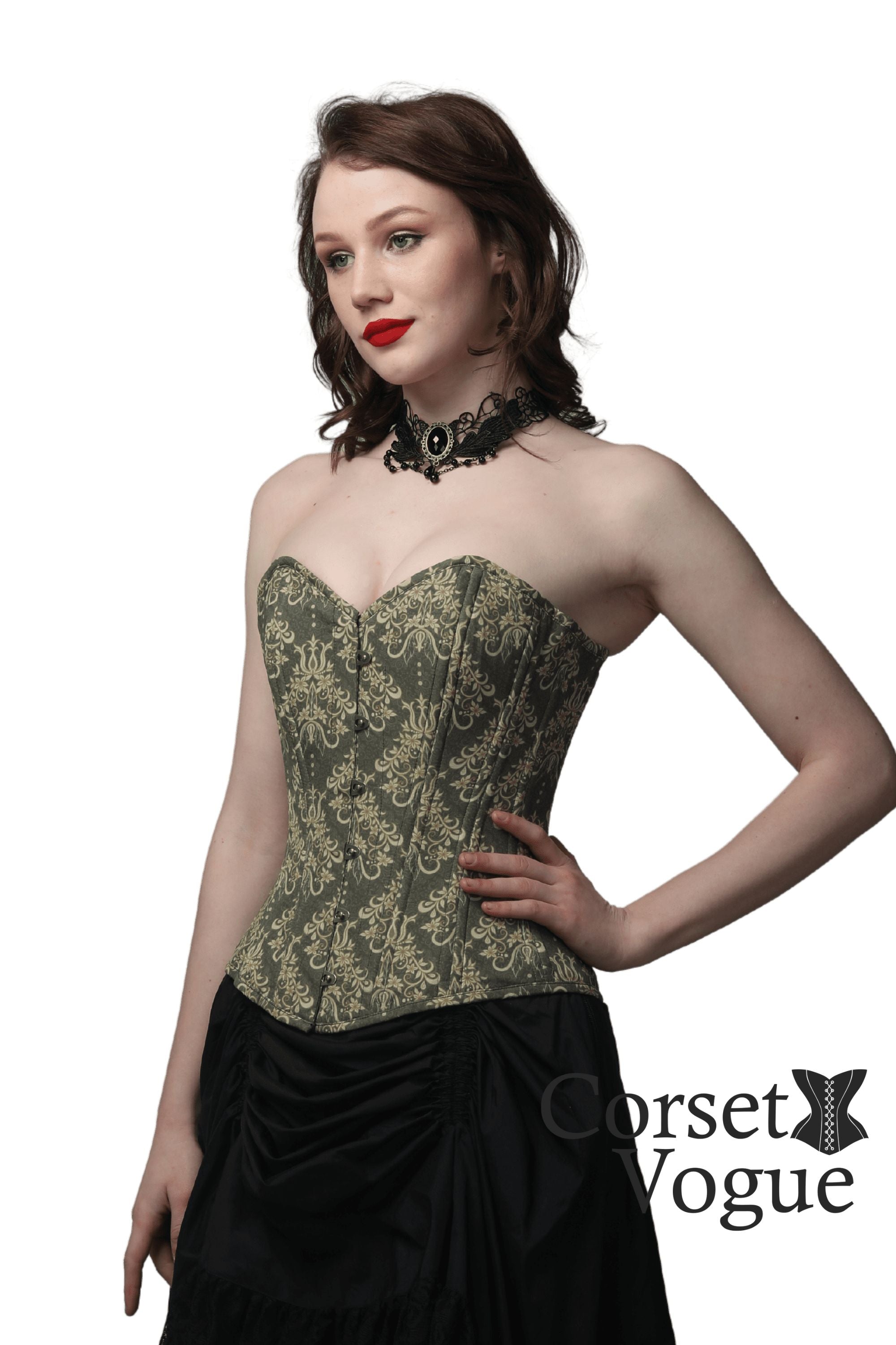 Damask Printed Waist Trainer Overbust Corset