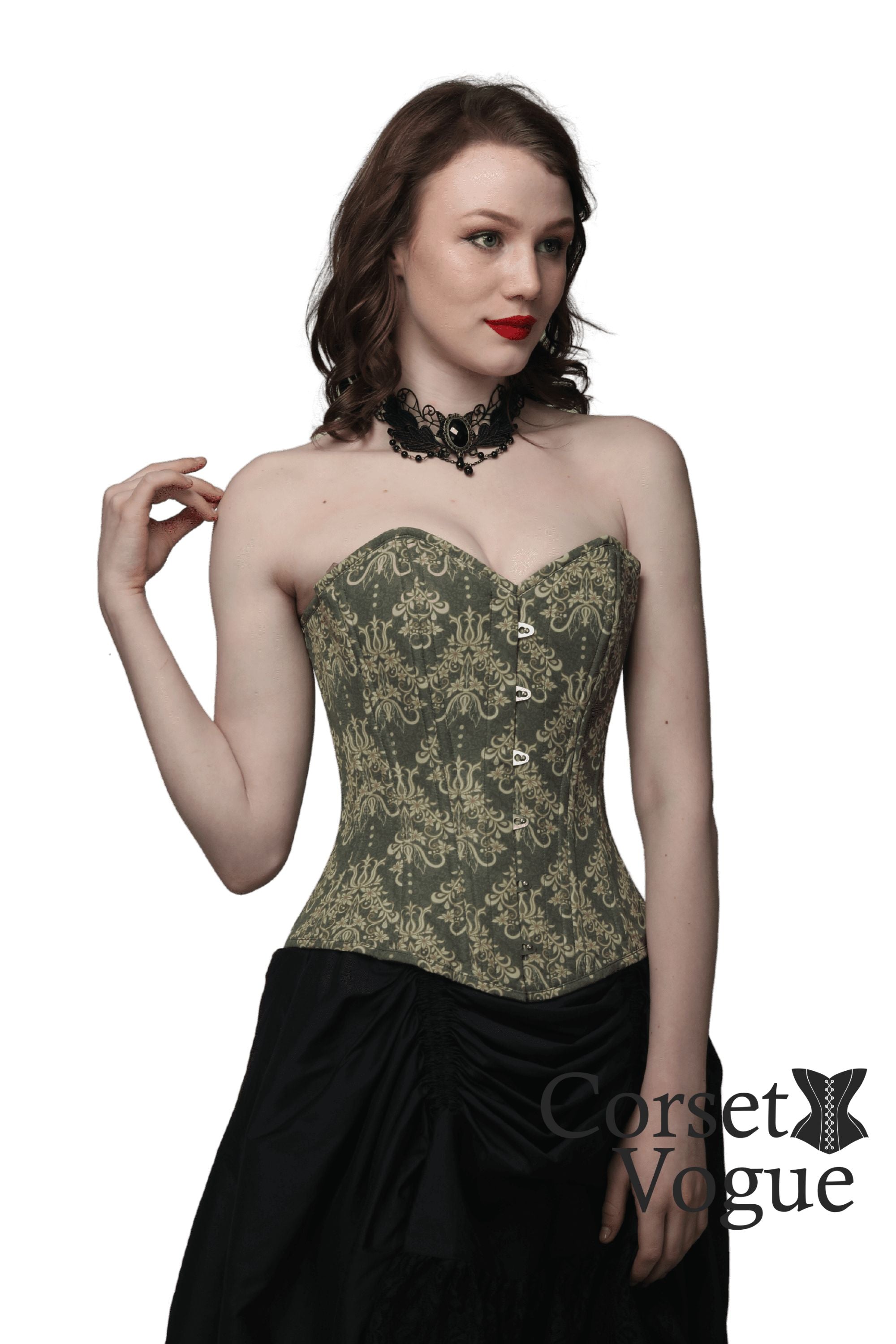 Damask Printed Waist Trainer Overbust Corset