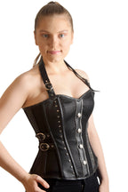 Women's Elegant Black Faux Leather Corset